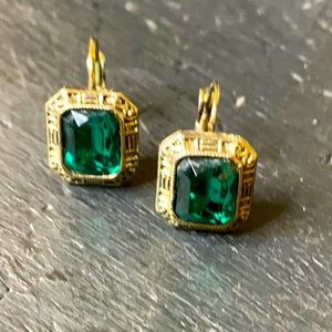 💚Repro Antique Victorian Faux Emerald Earrings
